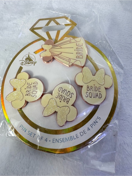 Disney Other - Disney Bride Squad Enamel Pin Set - Pale Pink & Gold